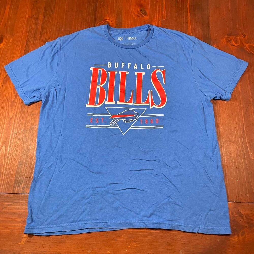 NFL Buffalo Bills blue cotton t-shirt with red and white logo Men's size XL